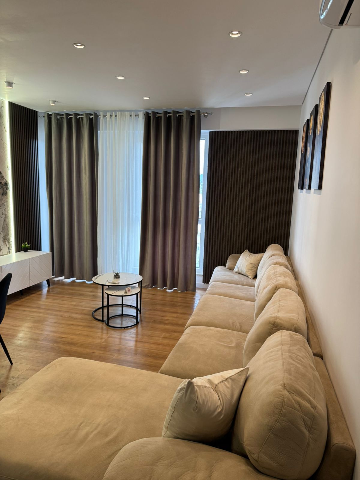 Modern apartment bedroom with comfortable bedding Kalpazo Albania